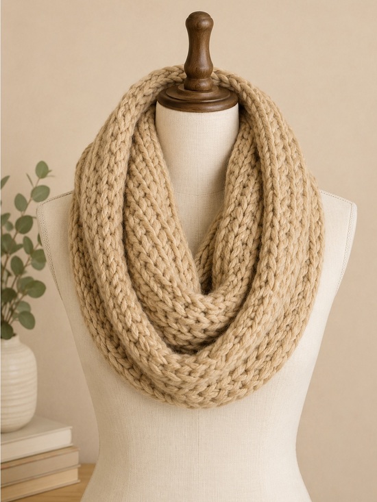 Daisy Fuentes Accessories - Daisy Fuentes Beige Chunky Knit Infinity Scarf One Size